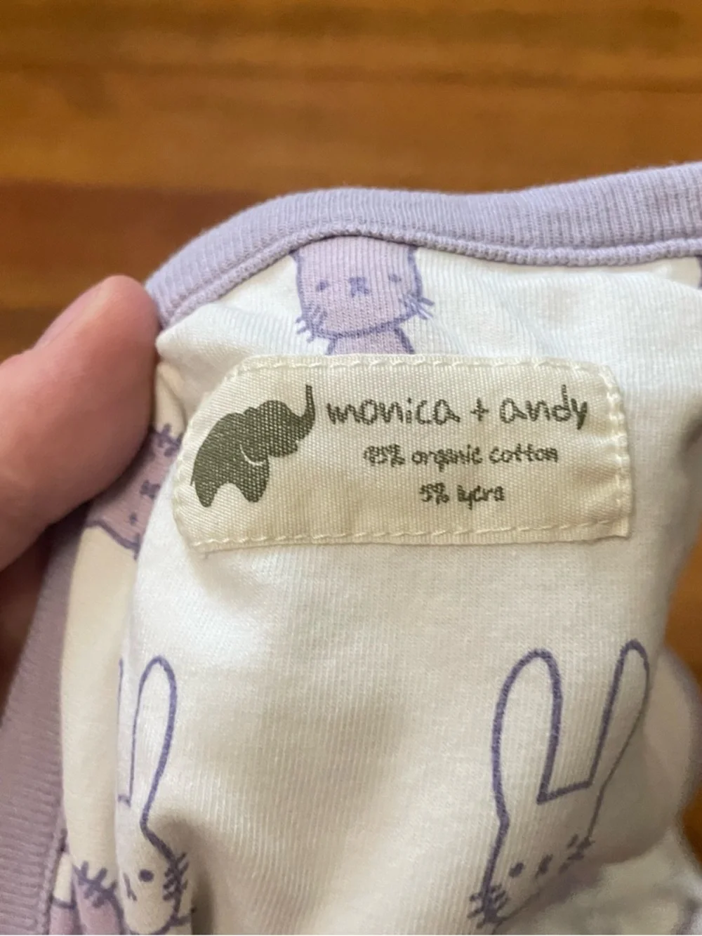 Monica + Andy Coming Home Baby Blanket Bunny Print Lavender Trim Organic Cotton
